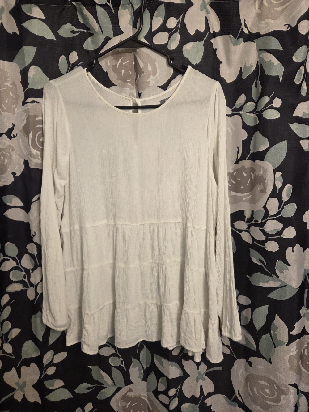 Aerie Long Sleeve Tiered Peplum Top - White